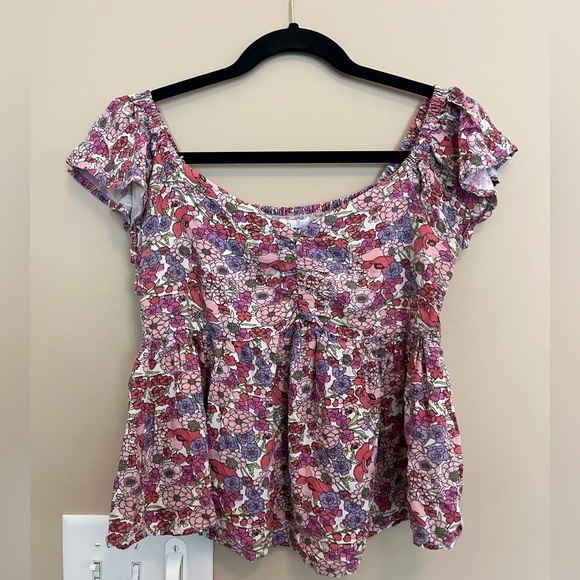 Japna Floral Top with Pink and Purple Hues - Picture 1 of 3